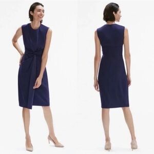 MM LAFLEUR Taylor 2.0‎ Dress Deep Indigo Size 12 Sleeveless Front Twist Career